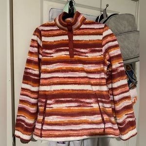 NWT Telluride Clothing Co fleece half-button-up jacket in sunset colors/pattern